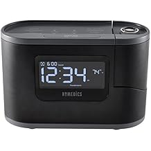 ساعة منبه مُعاد شحنها إلى Homedics SoundSleep وآلة صوت الضوضاء البيضاء ، ساعة منبه إسقاط 6 في 1 وآلة صوت النوم ، 8 أصوات طبيعية ومستشعر درجة حرارة داخلي ، مؤقت إيقاف تلقائي ، حسب الطب المنزلي