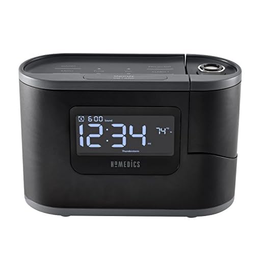 Homedics SoundSleep Recharged Alarm Clock & White Noise Sound Machine, 6-in-1 Projection Alarm Clock and Sleep Sound Machine, 8 Nature Sounds and Indoor Temperature Sensor, Auto-Off Timer
