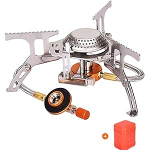 BISONBERG Camping Stove Burner | Portable Gas Stove | Butane Gas Burner For Outdoor Camping, Hiking, Picnic, Mini gas stove, Stainless Steel body | Folding Furnace, Camping Equipment With Pouch A20