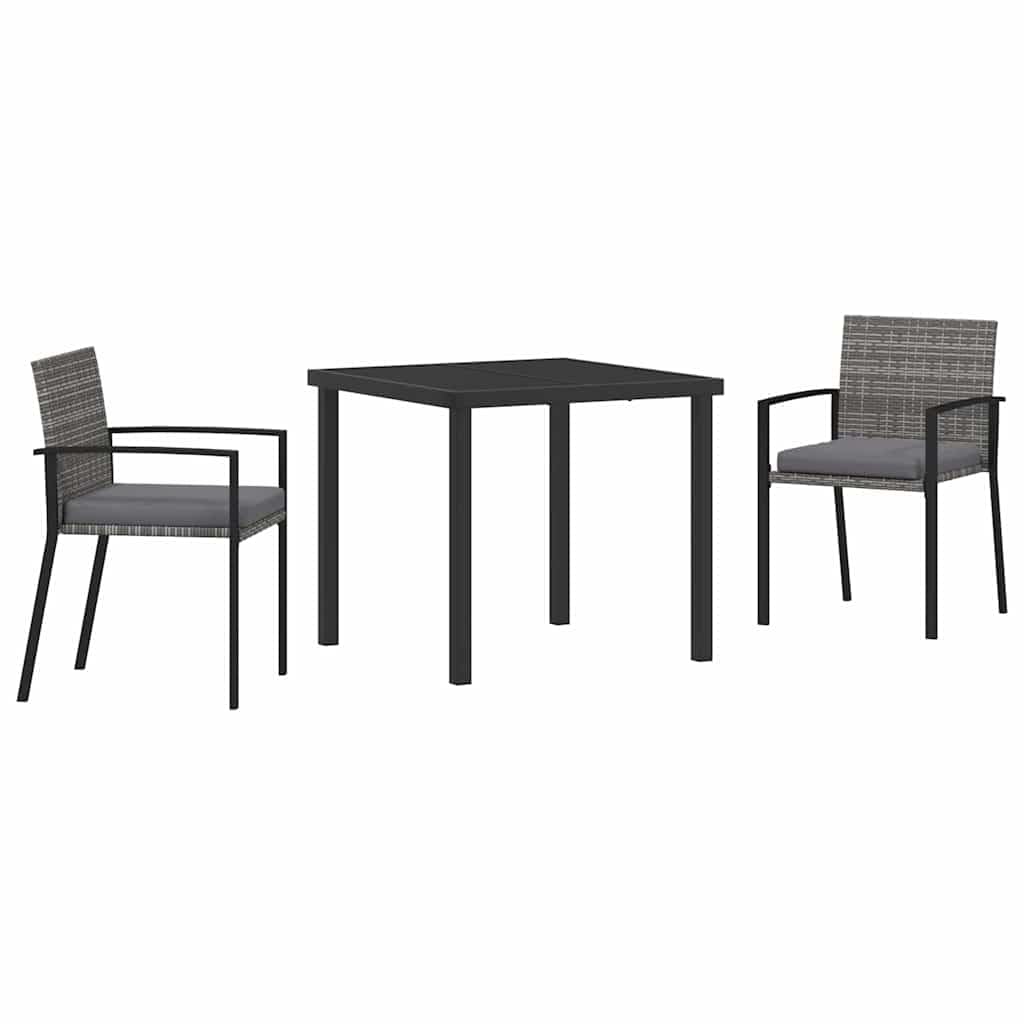 Salon de jardin 3 pièces terrasse rotin synthétique acier revêtu par pulvérisation noir cosy