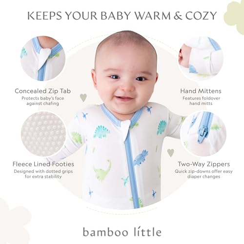 Image of Bamboo Little Soft Baby Footie Pajamas, Baby Clothes, Newborn Sleepers, 95% Viscose and 5% Spandex, 0-24 Months
