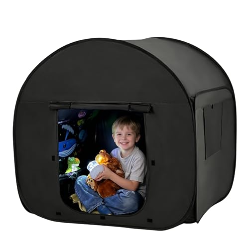 lukidoki Sensory Tent for Kids with CPC Certification - Sensory Calm Corner Helps Autism ADHD SPD Children Relax Reduce Anxiety - Portable Pop-up Blackout Hideout Play Tent Toys Add Windows