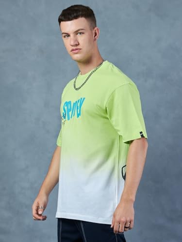 Image of Bewakoof Official Marvel Merchandise Men's Ombre Oversized Fit Half Sleeve Round Neck Cotton Jersey T-Shirt