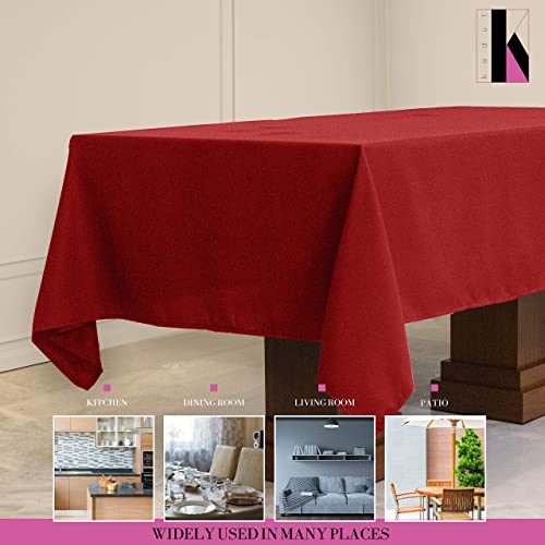 Kadut Rectangle Table Cloth 2 Pack (60 X 102 Inch) Red Tablecloth For 6 Foot Table | Heavy Duty Fabric | Machine Washable Tablecloth, For Parties, Weddings, Dining, Wrinkle-Resistant Table Cover #TOP4