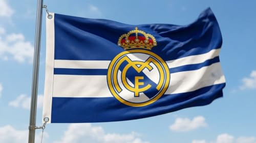 Real Madrid Flag Banner 3x5 Feet - Durable Indoor/Outdoor Football Soccer Banner with 2 Brass Grommets
