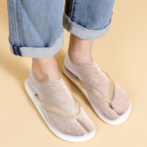 Flip Flop Tabi Socks, 4 Pairs Tabi Split Toe Socks 2 Toe Low Cut Elastic Japanese Sock Ankle Crew Athletic Short Sock for Men Women Supplies2
