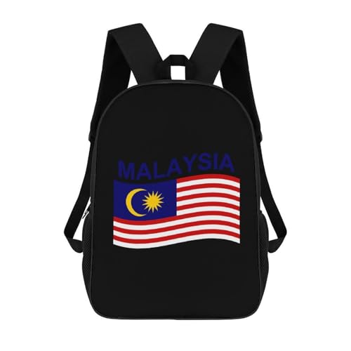 Flag of Malaysia Casual Backpack 17 Inch Travel Hiking