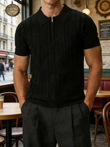 Camisetas Polo para hombre de manga corta, con cierre parcial, tejido acanalado, ligeras, ideales para verano y golf miniatura 3
