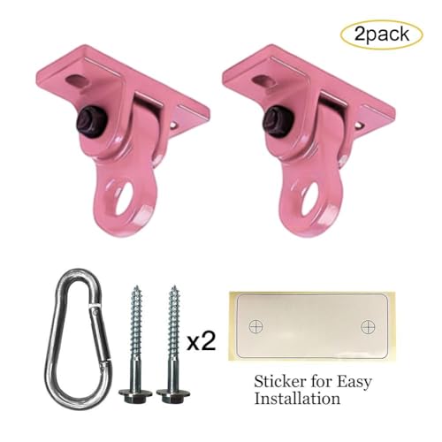 Image of ABUSA Heavy Duty Pink Swing Hangers Screws Bolts Included Over 5000 lb Capacity Playground Porch Yoga Seat Trapeze Wooden Sets Indoor Outdoor 2 Pack