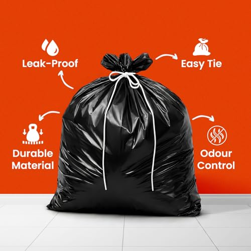 Image of Garbage Bags EX-Large 30 x 37 Inches | 45 Bags (15 Bags x 3 Rolls) | Strong & Leakproof Dustbin /Trash Bags | Waste Bags | Bathroom Dustbin Bags | For Dry & Wet Waste | Black