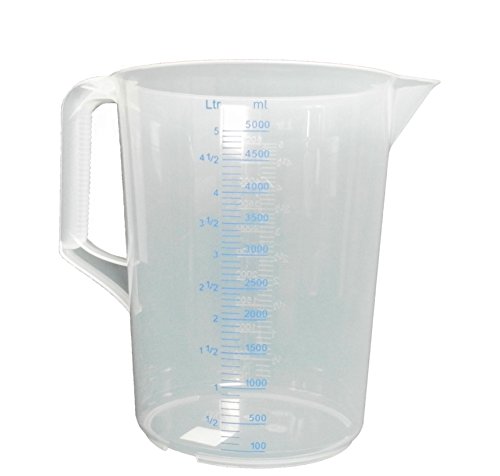 Jarra medidora de polipropileno | 5.000 ml | PP | 2 escalas Asa abierta | transparente y apilable | jarra graduada