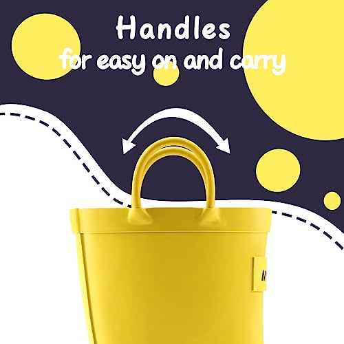 Image of mysoft Kids Rain Boots for Girls Boys Toddler Waterproof Rubber Cute Printed with Easy-On Handles