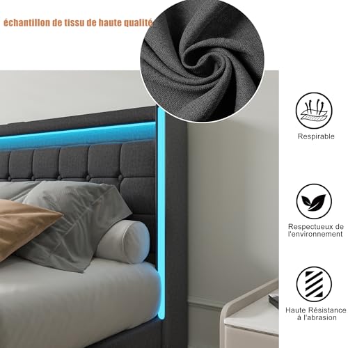 BRILVERDE-Polsterbett-140x190-mit-Stauraum-Doppelbett-mit-USB-und-LED-Jugendbett-mit-4-Schubladen-Funktionsbett-Bettgestell-mit-Lattenrost-Linen-Grau-140-x-190-cm - sparfuchs24.io – Top Angebote, Tests & Preisvergleiche