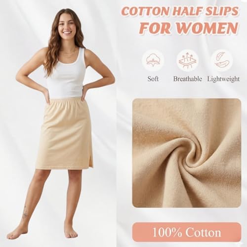 Image of Aimly Women's Cotton Knee Length Skirt Slip - Pack of 1