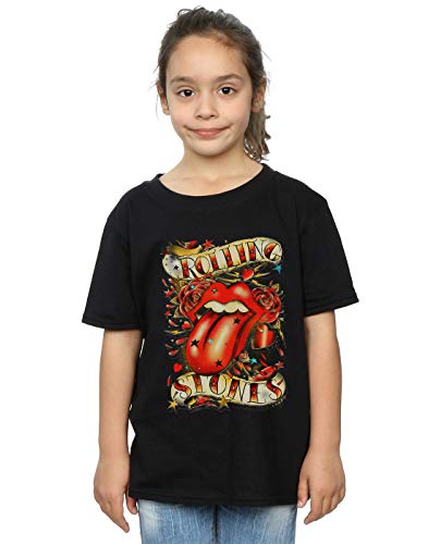 Absolute Cult Rolling Stones Fille Tongue and Stars T-Shirt Noir 7-8 Years Cover