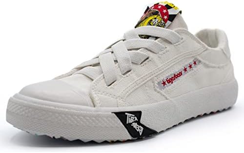 Bear&Tiger Tigerbear Taurus Canvas Shoes for Women and Men - White Fashion Sneakers - Lace up Sneakers - Eco-Friendly Designer Shoes