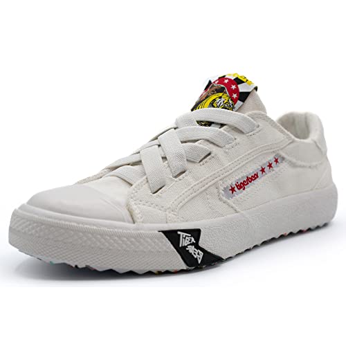 Bear&Tiger Tigerbear Taurus Canvas Shoes For Women And Men - White Fashion Sneakers - Lace Up Sneakers - Eco-Friendly Designer Shoes #TOP1
