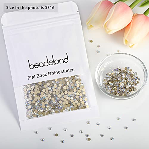 Image of Beadsland 1440 pieces flat back rhinestones, nail crystals rhinestones for nails, blue moonlight, SS16 (3.8-4.0 mm)