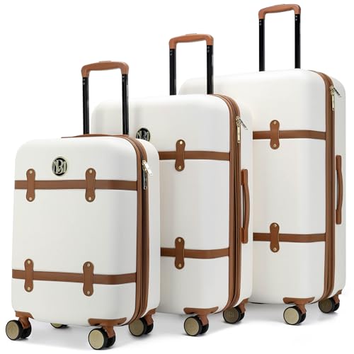 Badgley Mischka Grace 3 Piece Polycarbonate-ABS Expandable Retro Luggage Set