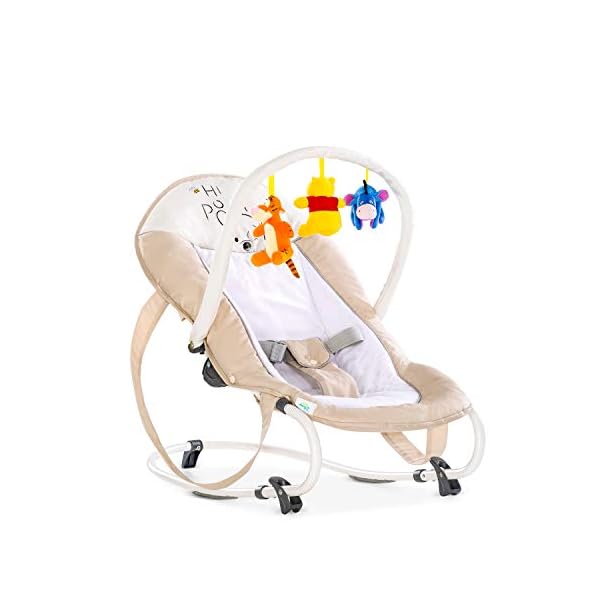 Hauck Disney Babywippe mit Spielbogen Bungee Deluxe für Babys ab Geburt bis 9 kg, Verstellbare Rückenlehne, 3-Punkt-Hüftgurt, Tragegriffe, Wippfunktion (Pooh Cuddles)