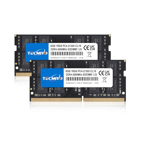 Image of TECMIYO Memory Upgrade Memory for Laptop DDR4-2666 (PC4-21300) Stable High Speed Transfers 260Pin 1.2V SO-DIMM 2 x 8GB (16GB) (Black)