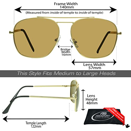 Image of proSPORT Aviator Polarized Sunglasses Men Women UV400 Metal Frame Mirror Lens Classic Pilot for Driving Fishing Outdoor