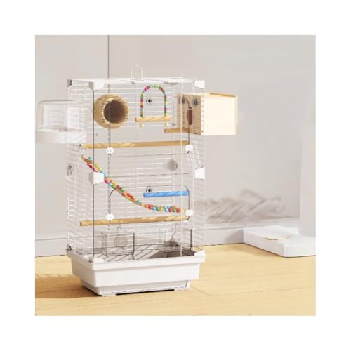 Quxxuol鳥かご オウム 鳥かご 大型 インコ 鳥小屋 防滴 組み立て簡単 お手入れ簡単 高強度 エコヴィラ スイング付き ポータブル 鳥かご プロの飼育 ペット用品 黒鳳凰 ムクドリ オカメインコ 牡丹 真珠などに適しています (ホワイト,13点セッ