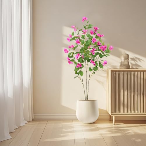 Garveehome 4FT Artificial Bougainvillea Tree, Simulation Flower with Real Touch Leaves Fake Potted Green Plant for Photography Studio Atmosphere Decor for Office Home Decor Housewarming Gift