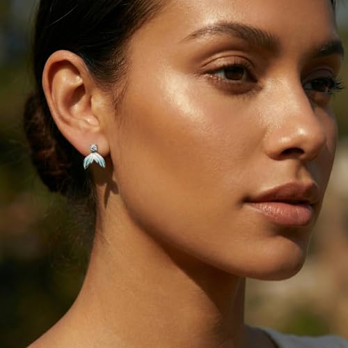 Image of Gold Starfish Mermaid Tail Dangle Drop Earrings for Women, Trendy Cute Pearl Fish Tail Shell Textured Hoop Dangling Earing Summer sea Beach Jewelry Gift.