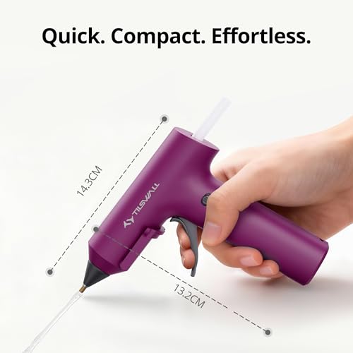 Image of Tilswall Cordless Hot Glue Gun, Fast Preheating, Glue Gun and Sticks Set with 2Ah USB-C Rechargeable, 20 Premium Glue Sticks, High Temp Compact Size Ideal for Crafts, DIY Making, Grayish Purple