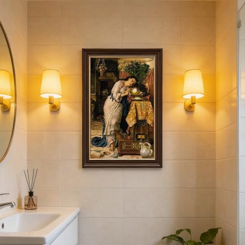 Impression sur toile Isabella et le pot de basilic de Hunt, tableau déco de bureau 30,5x45,7 cm