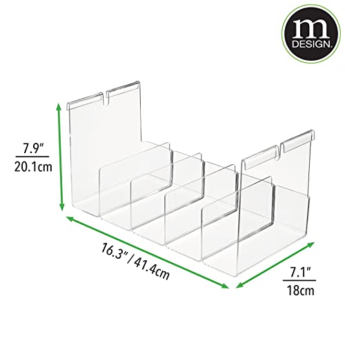 Mdesign Plastic 5 Compartment Hanging Closet Storage Organizer Tray, Divided Sections For Holding Sunglasses, Wallets, Clutch Purses, Accessories, Hangs Below Shelving, Grypp Collection - Clear #TOP6