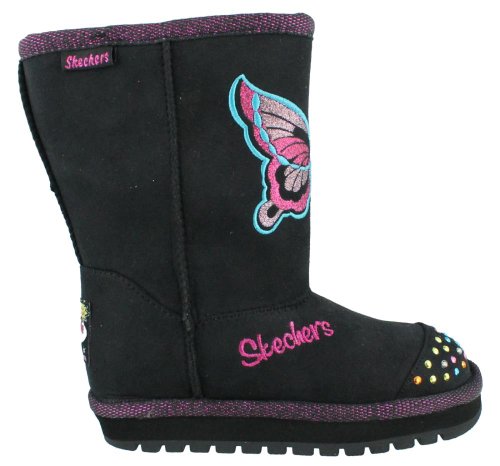 Skechers Kids 10317L Butterfly Steps Light-Up Boot,Black/Hot Pink,3 M US Little Kid