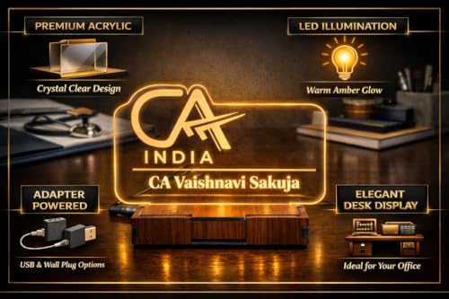 Image of DON'T JUDGE ME Personalized CA Nameplate with Light, Corporate Gifting Custom LED Acrylic Plates, Chartered Accountant Acrylic Desk lamp