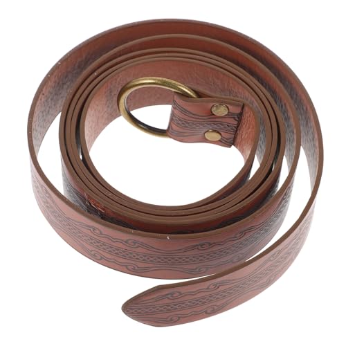 PartyKindom Medieval Viking Belt Renaissance Waist Belt Embossed for Men Adults Casual