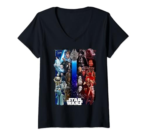 T-shirt Star Wars Rebellion Imperial col V pour femme au design collage original