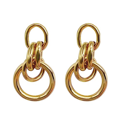 Gold Geometric Statement Earrings for Women Chunky Gold Geometric Knot