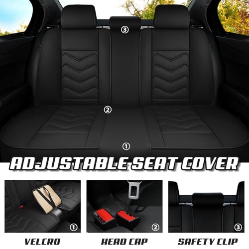 Image of ADERN Car Seat Covers for Jeep Wrangler 2000-2025, Premium Nappa Leather Car Seat Cover, Stylish Sport Seat Covers， Automobile Seat Cover Sets.(Luxury 5 Seats /Pure Black)