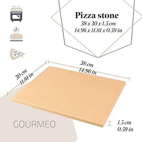 GOURMEO Bambusowy kamień do pizzy i łopatka - 38 x 30cm - Zestaw do pizzy do grilla gazowego i tradycyjnego lub elektrycznego piekarnika - Łatwe do czyszczenia