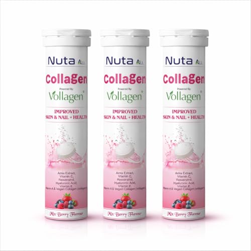 Image of Collagen Effervescent Tablets | Vegan Collagen (Vollagen), Vitamin C & Hyaluronic Acid | Skin Glow, Hair & Nail Support | Mix Berry | 45 tablets