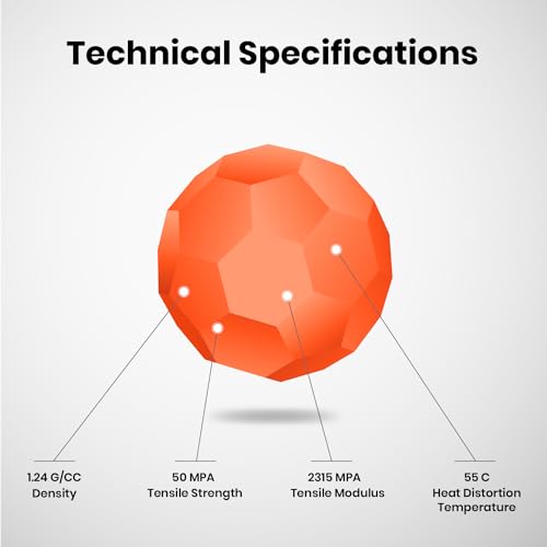 Image of NUMAKERS PLA+ 3D Printer Filament, 1.75mm, Dimensional Accuracy + /- 0.03 mm, 1 kg Spool (2.2 lbs), Compatible with Most FDM Printers (Fluorescent Orange)