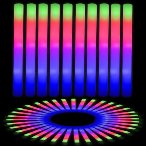 Anosuwa 42 Piezas de Varilla de Espuma LED, Varilla de Espuma LED, Varilla de Linterna LED de Color multimodo para Fiestas, conciertos, Eventos, Nochevieja, cumpleaños, Bodas, Festivales de música