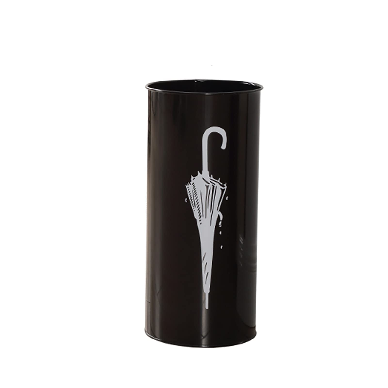 Porte-parapluies rond en métal blanc 21x47 cm avec bac d'égouttage amovible