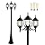 PARTPHONER Outdoor Lamp Post Light 3-Head, Classic Black Light Pole with Clear Glass Panels, E26 Base Maximum 100W (3 LED Bulbs Included), Waterproof Street Light for Backyard, Garden, Driveway