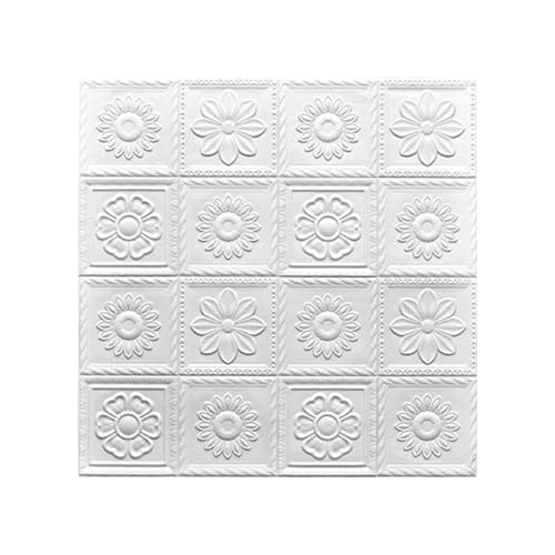Papel pintado tridimensional 3D autoadhesivo blanco, pack de 10 piezas para pared de salon 4