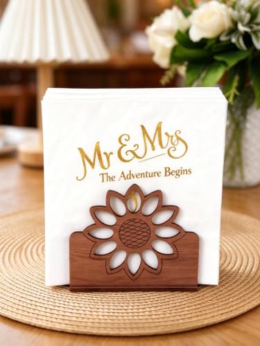 ChayWillow Wooden Sunflower Napkin Holder Rustic Hollow-Cut Design | Farmhouse Style, Natural Wood, Tabletop Organizer, Kitchen & Dining Use, Wedding & Party Decor - image 4