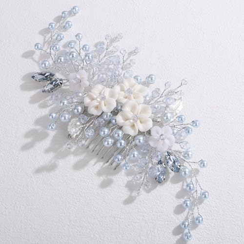 Peine para cabello con perlas y cristales para boda miniatura 4