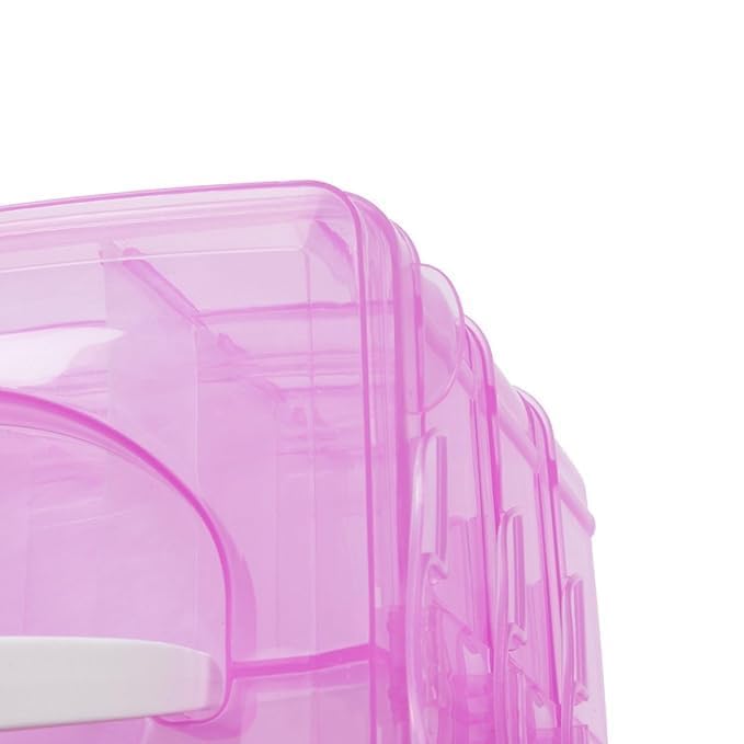 Image of PAXCOO Pink 3-Tier Stackable Storage Containers with lids - 30 Adjustable Compartments for Craft Organizers - Storage box for Jewelry, beads, kids toys, makeup box and sewing supplies