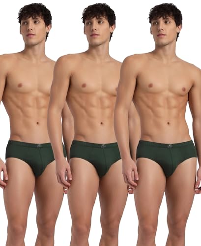 Image of Jockey 8035 Men's Super Combed Cotton Solid Brief with Ultrasoft Concealed Waistband (Pack of 3) Deep Forest XL