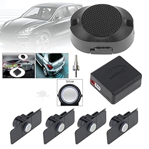 Auto-achterfietsarsysteem, premium kwaliteit, 4 parkeersensoren, auto-achterfietsarsysteem met vleugels (zilver)